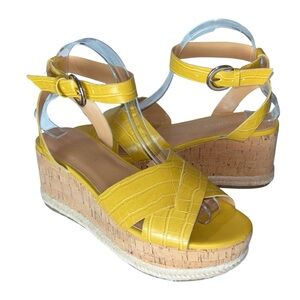 Marc Fisher Carlin Wedge Sandal Croc Embossed Ankle Strap espadrille Women's 7.5